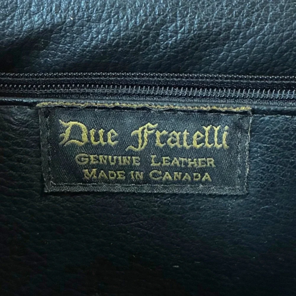 Vintage Due Fratelli Brown Lizard Embossed Leather Bamboo Top Handle Bag Satchel